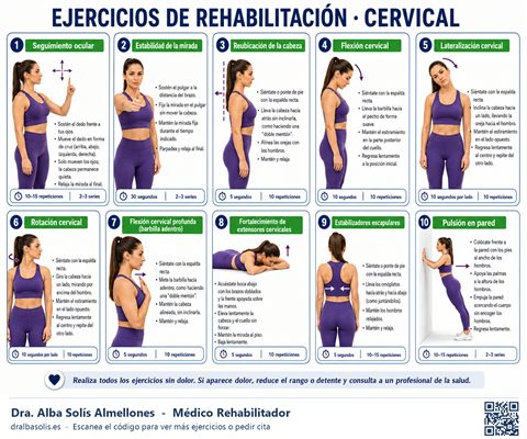 Ficha de ejercicios: Rehabilitación cervical (completa)